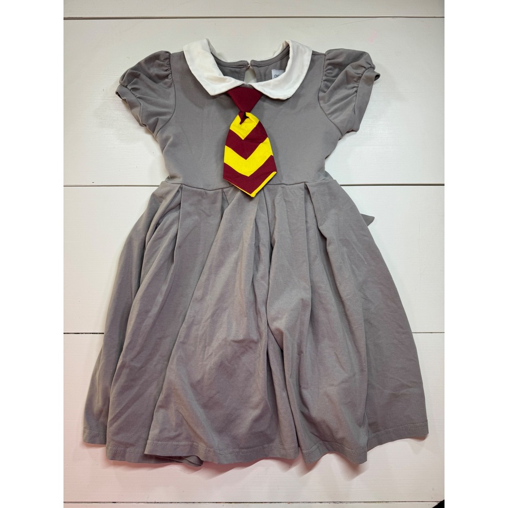 Only Little Once Girls Grey Schoolgirl Dress Red Yellow Tie Costume Size 7